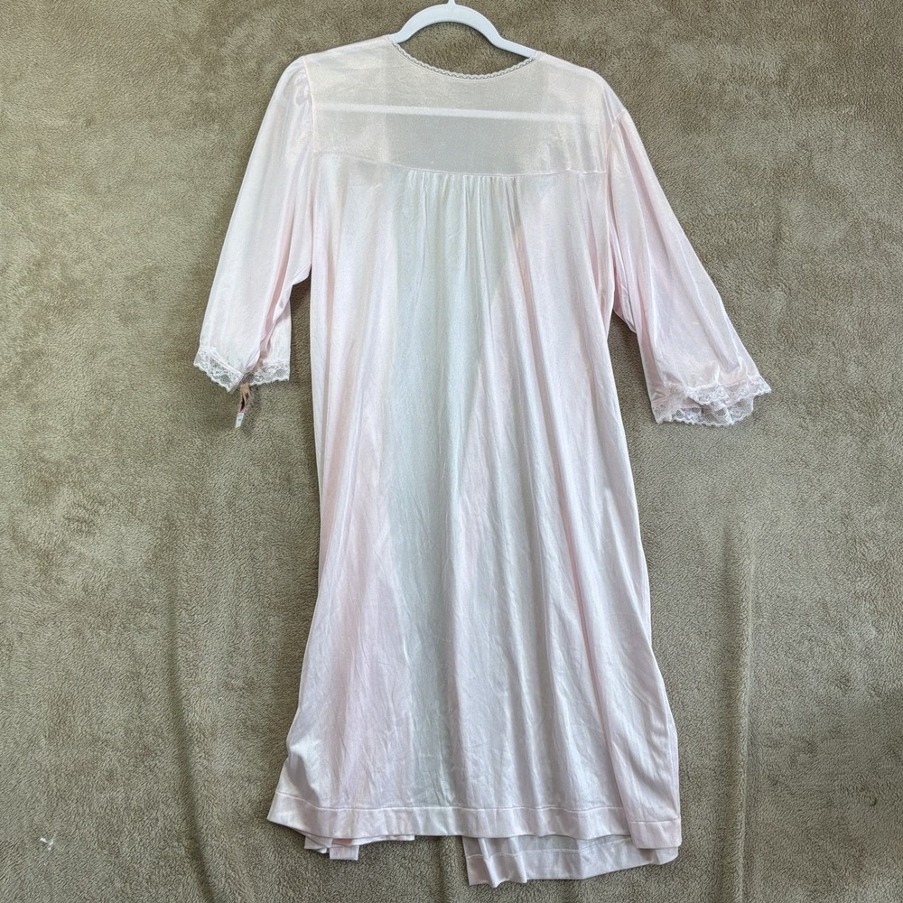 NOS Peignoir Set Sz M Pink Lace Made USA Nightgown + Robe Romantic Feminine - Picture 8 of 8